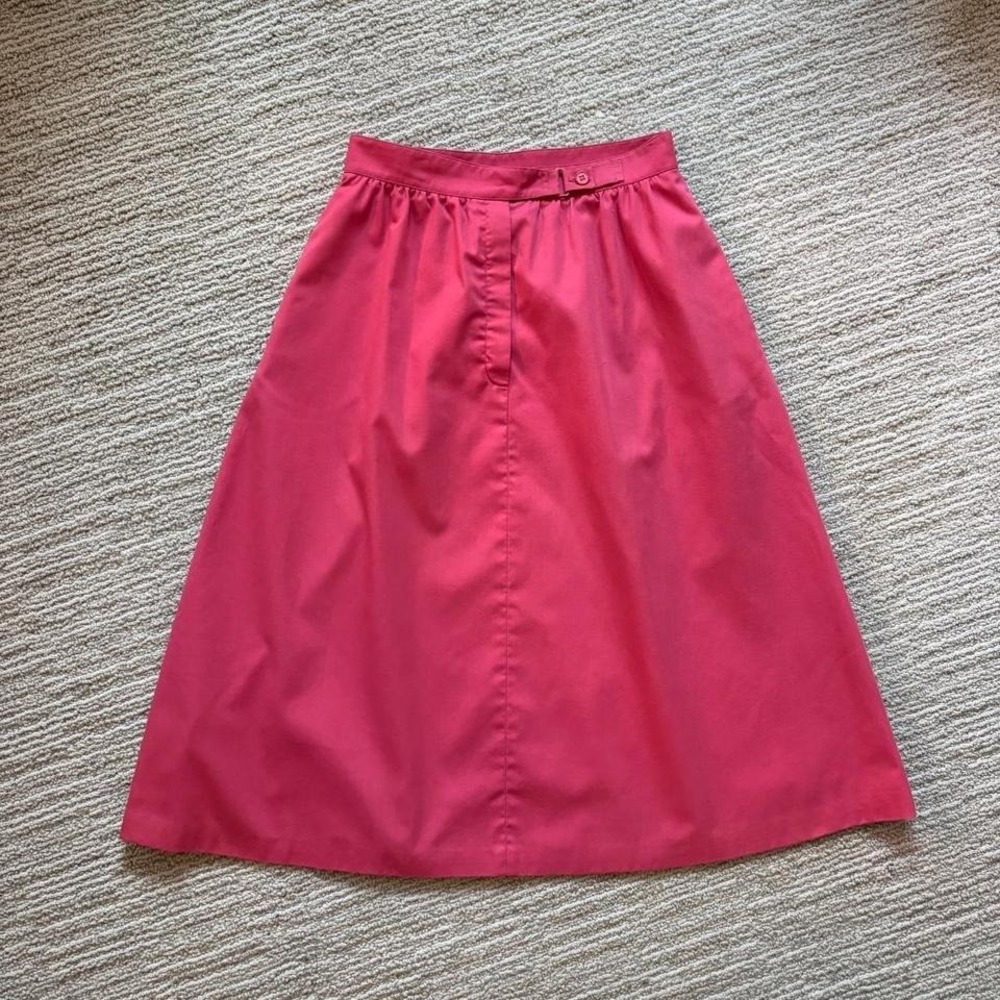 Prophecy Midi Skirt 70s 80s‎ Pink Vintage A-Line Women M Preppy Retro Spring - Picture 2 of 8
